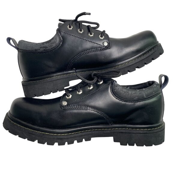 Skechers Other - Skechers Mens Tom Cats Black Leather Utility Shoe With Padded Collar & Rubber Ou